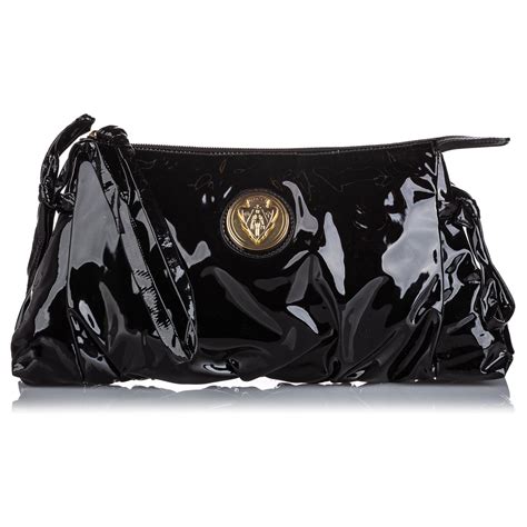 gucci black patent clutch|Gucci hysteria clutch.